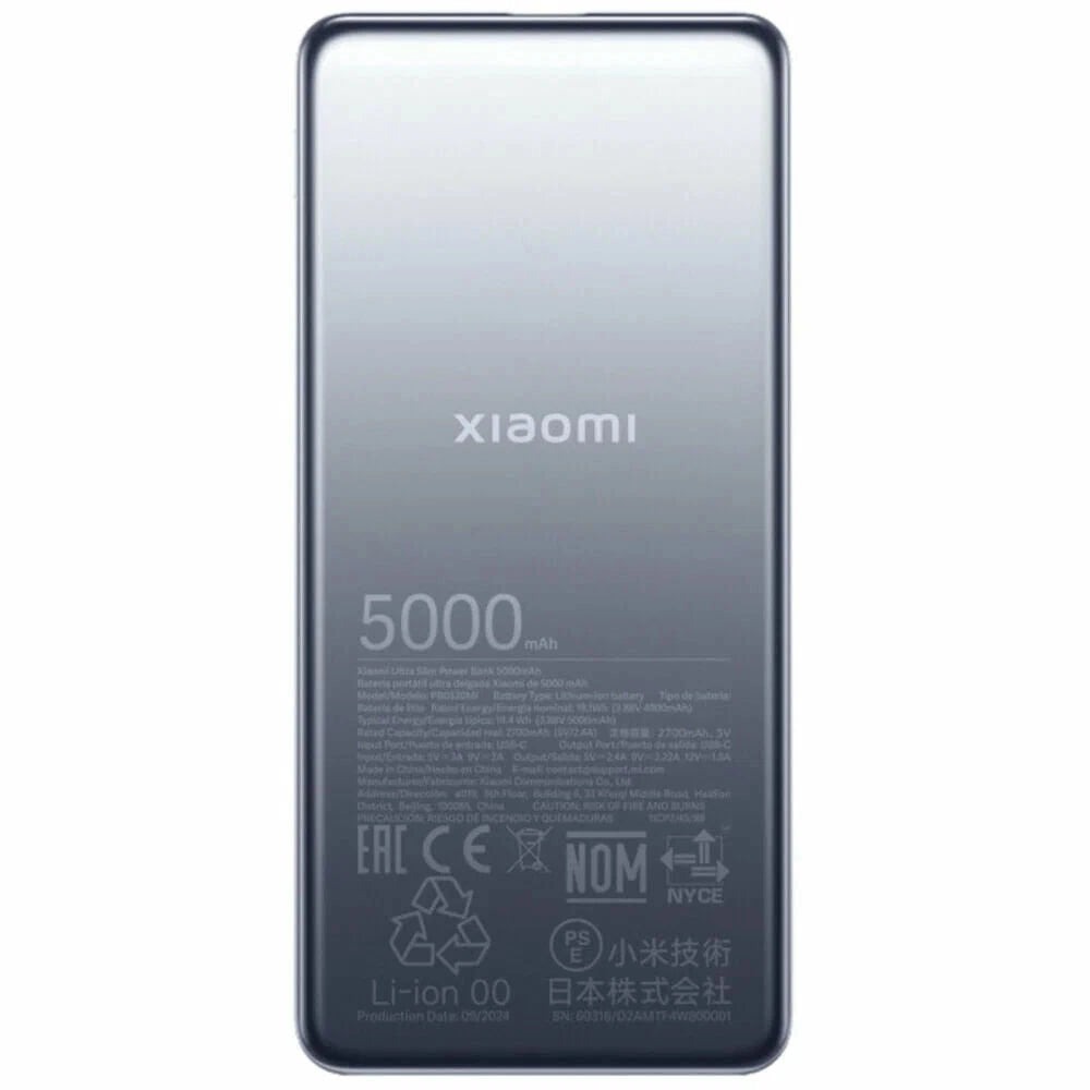 Xiaomi Ultra Slim Power Bank 5000mAh tashqi akkumulyatori