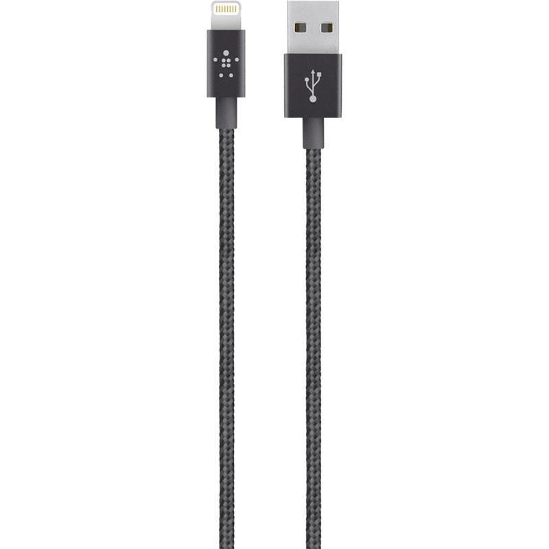 Belkin Mixit Metallic Lightning USB-A 2.4A 1.2m kabeli Qora