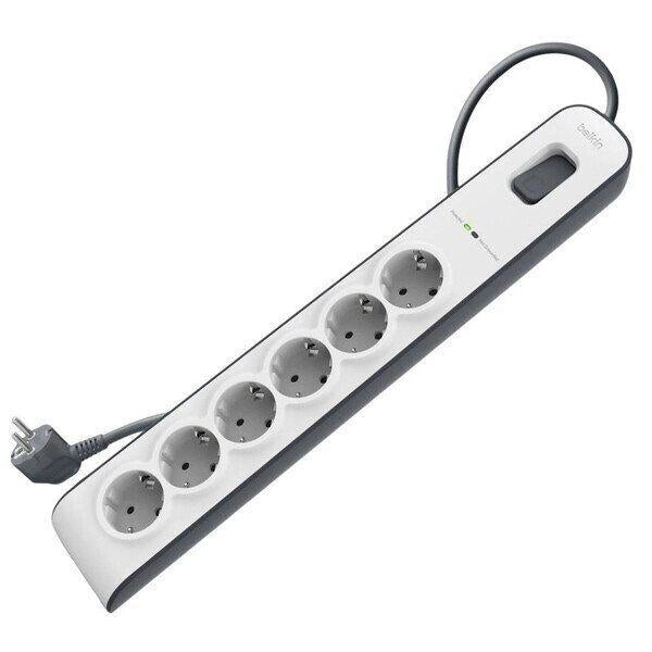 Belkin tarmoq filtri (ortiqcha kuchlanishdan himoyali, 6 rozetkali, 650 J, UL 500 V, kabel 2m)