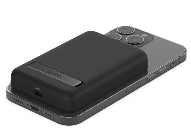 Power Bank Belkin Magnetic Wireless 5000 + stand qora portativ akkumulyatori