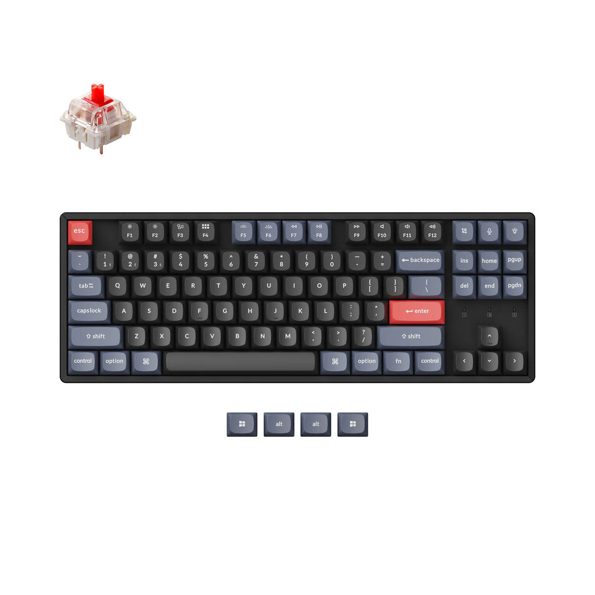 Simsiz oyin mexanik klaviaturasi Keychron K8 Pro HotSwappable, RGB