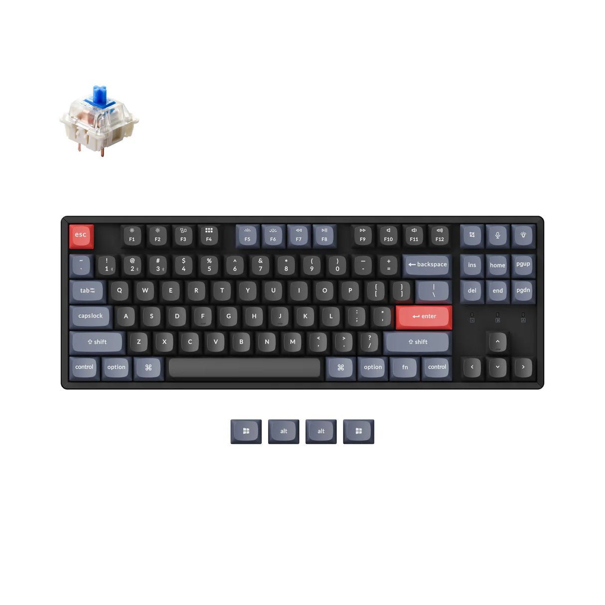 Simsiz oyin mexanik klaviaturasi Keychron K8 Pro HotSwappable, RGB