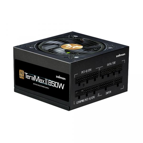 PSU Zalman Teramax 2 (850W) >90%, 80+ Gold, 120mm, 1xMB 24pin+10pin, 2xCPU 8pin(4+4), 3xMolex, 12xSATA, 4xPCIe 8pin(6+2), 12VHPWR x 1, Fully Modular