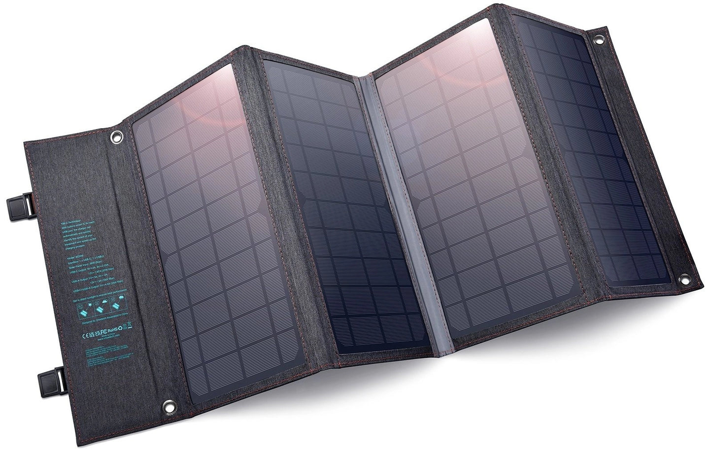 2E portativ quyosh panelli zaryadlovchisi, 36 Vt, USB-C/USB-A