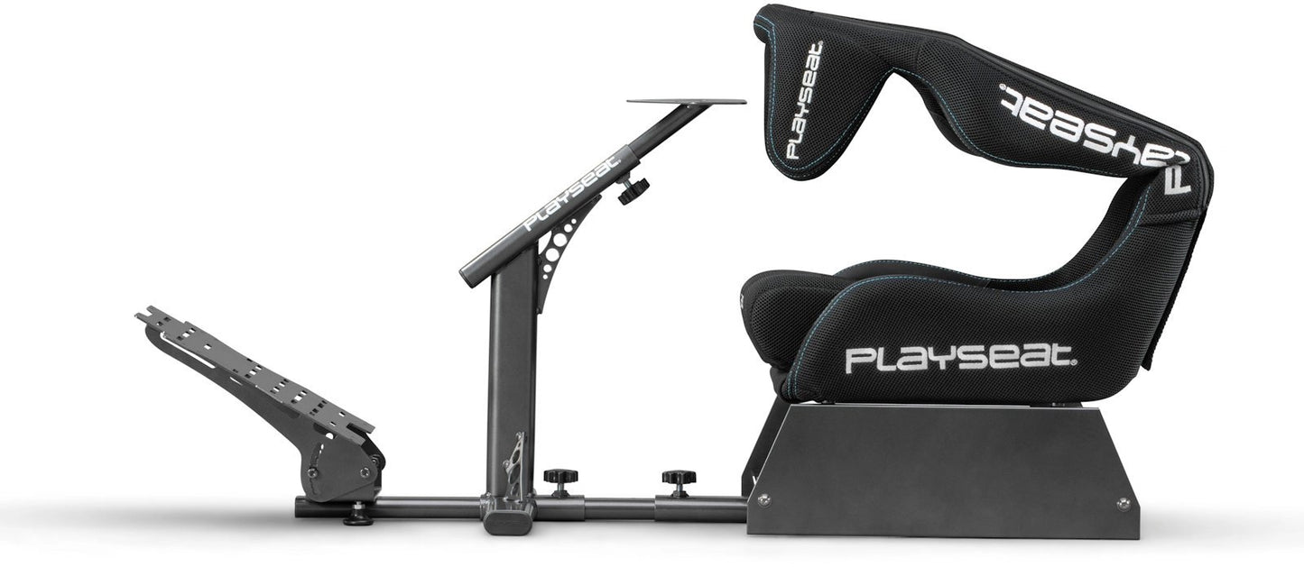 Playseat Evolution PRO - ActiFit qora boshqaruv ruli va pedallar uchun mahkamlash joyi bilan kokpit