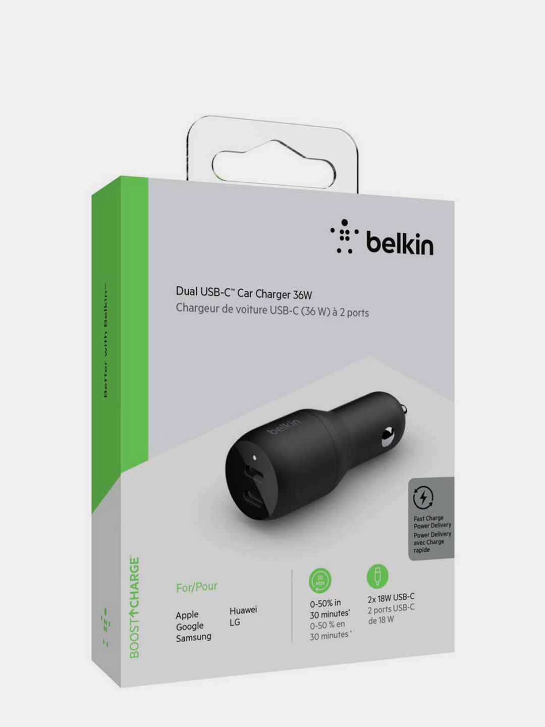 Avtomobilda zaryadlovchi vosita Belkin Car Charger 18 Vt, qora