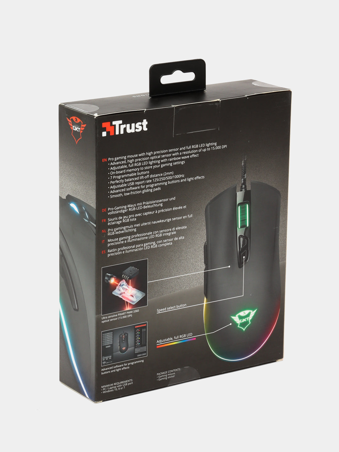 Simli sichqoncha Trust GXT 900 Qudos RGB Gaming RGB, qora,