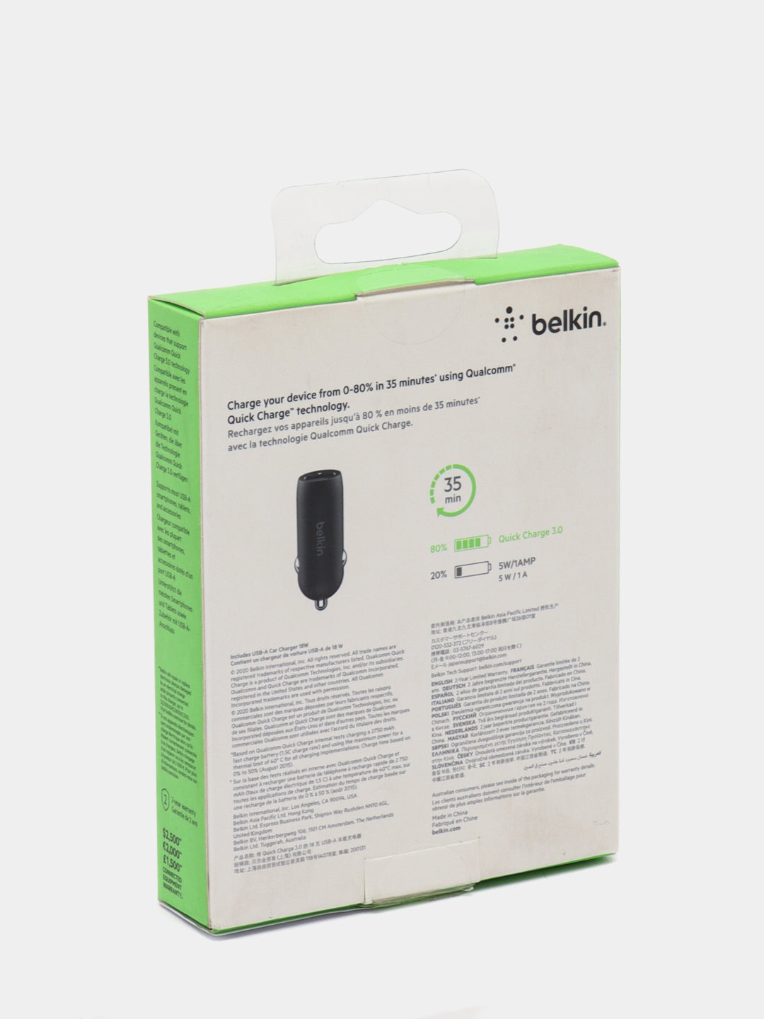 Avtomobilda zaryadlovchi qurilma Belkin Car Charger 18W QC3 CCA002BTBK, qora