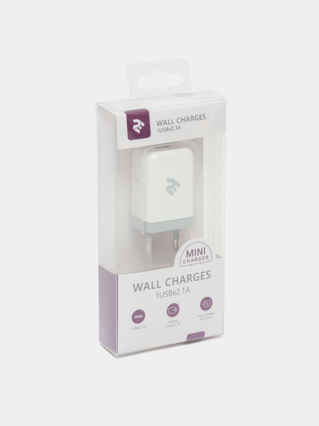 Zaryadlovchi qurilma 2E Wall Charger USB-A 2.1A, oq rang