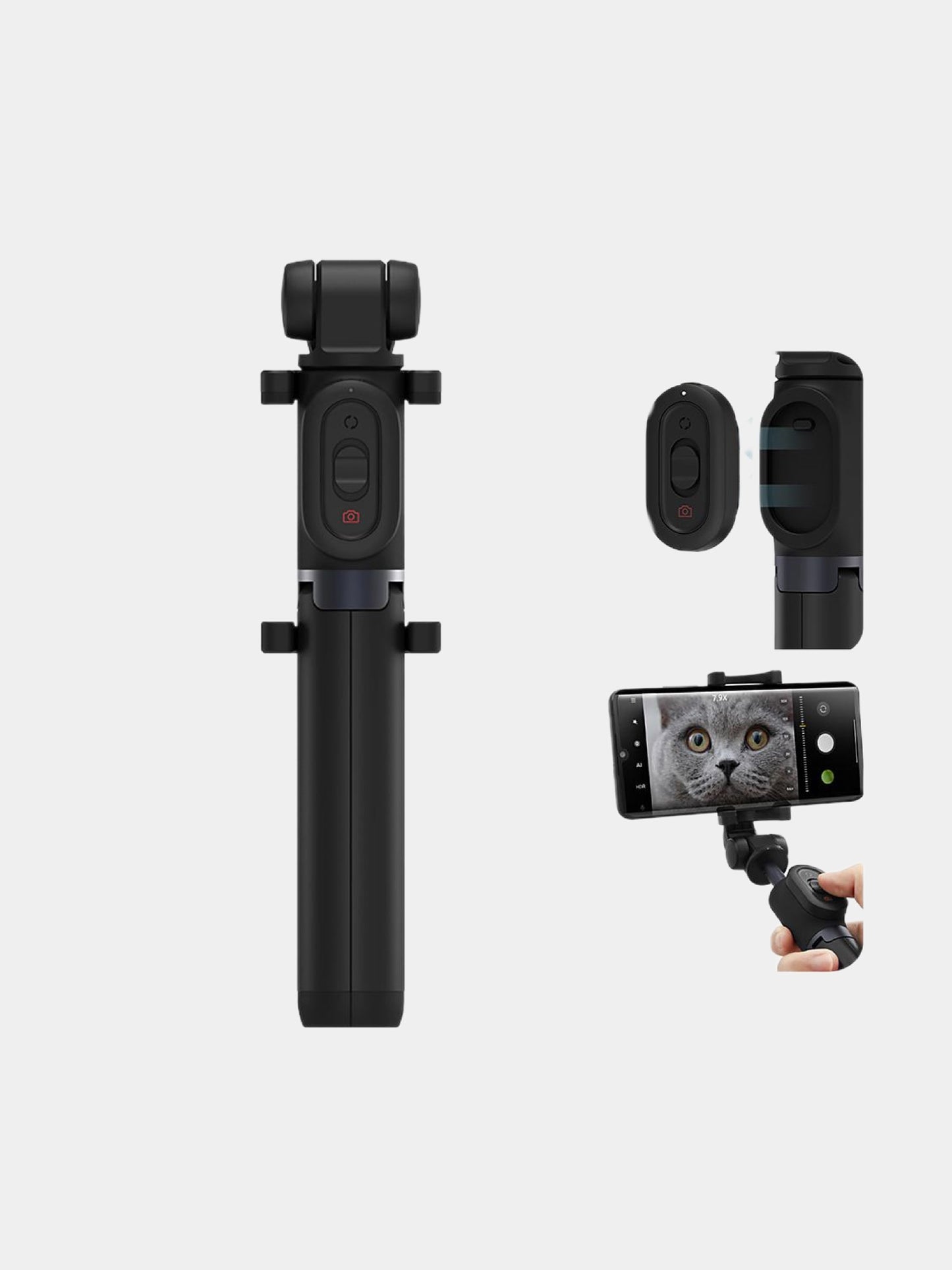 Selfi tayoqchasi, Xiaomi Zoom Selfie Stick dan, selfi pulti bilan mini tripod