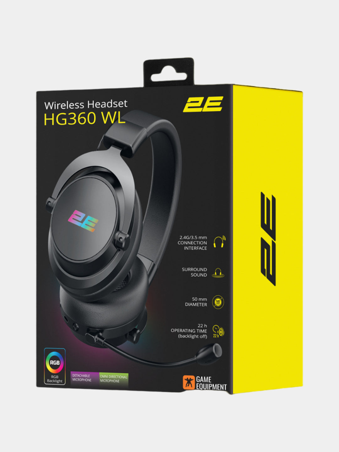Simsiz o'yin quloqchinlari 2E Gaming HG360 RGB yoritgich bilan WL Black
