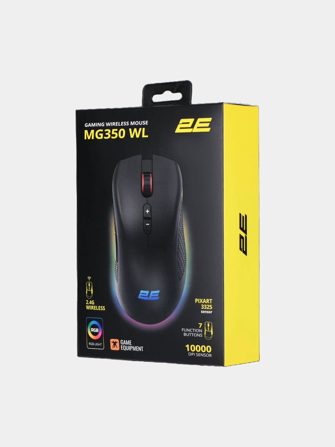Simsiz o'yin sichqonchasi 2E Gaming MG350 WL Black, RGB yoritgich bilan