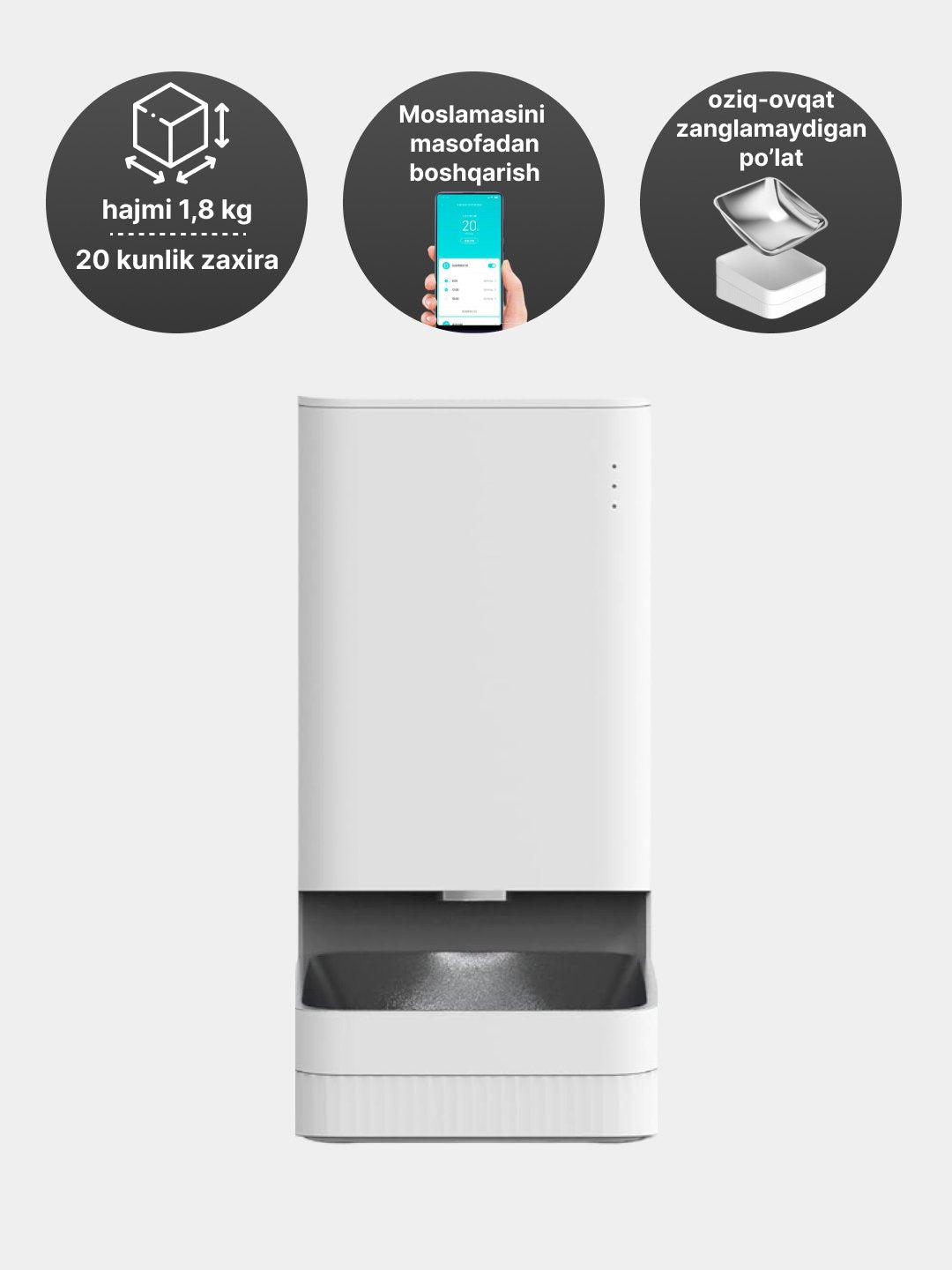 Hayvonlar uchun aqlli avtooxur Xiaomi Smart Pet Food Feeder, masofadan boshqaruv bilan