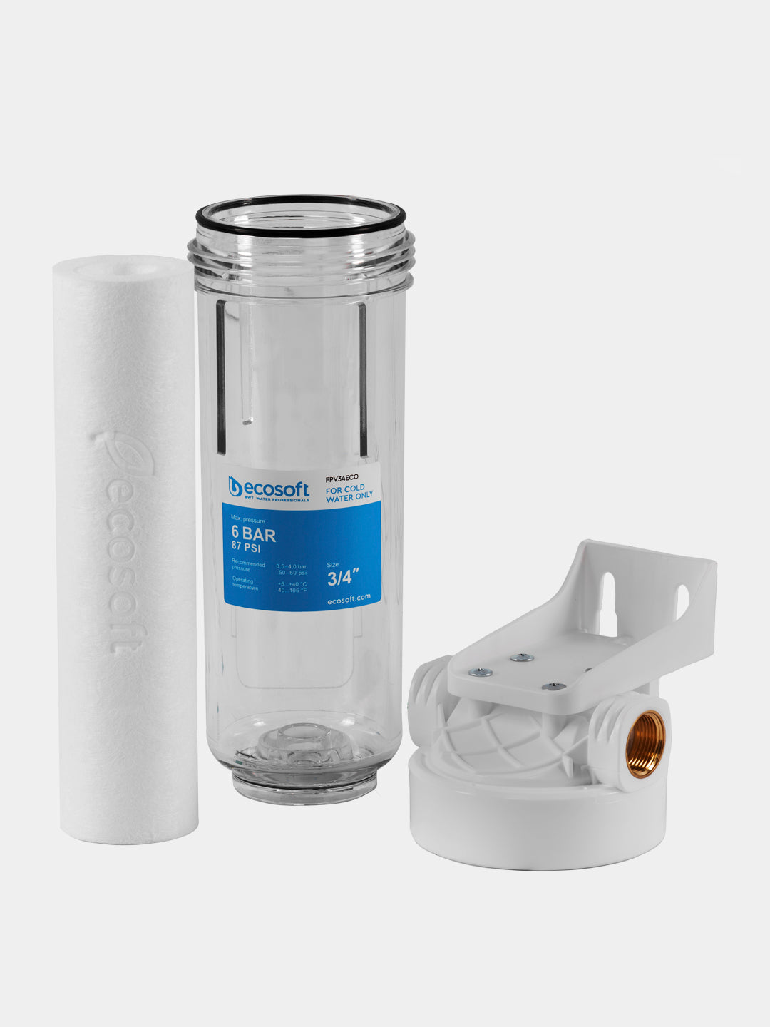Suv uchun filtrlari Ecosoft 3/4", magistralli, uy jihozlarini himoya qilish uchun, sovuq suv uchun