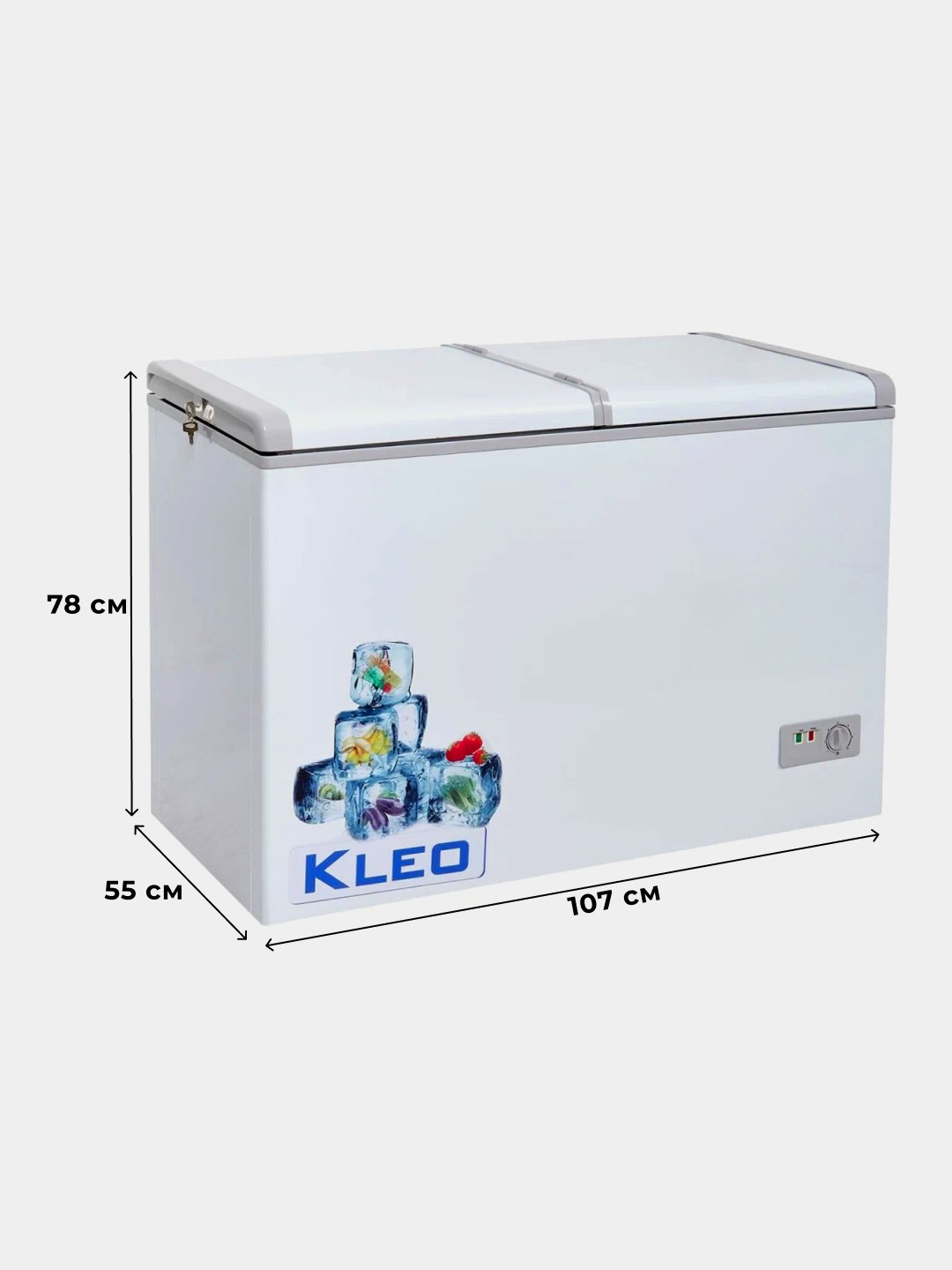 Muzlatgich Kleo KDF 300, 220 litr, -23C gacha, energiya samaradorligi yuqori morozilnik