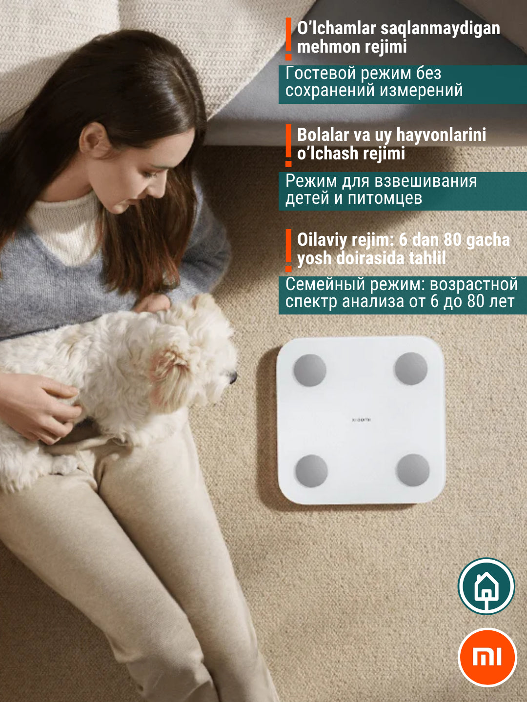 Aqlli tarozi Xiaomi Mi Body Composition Scale S400, 25 ta tana va sog'lik ko'rsatkichlari
