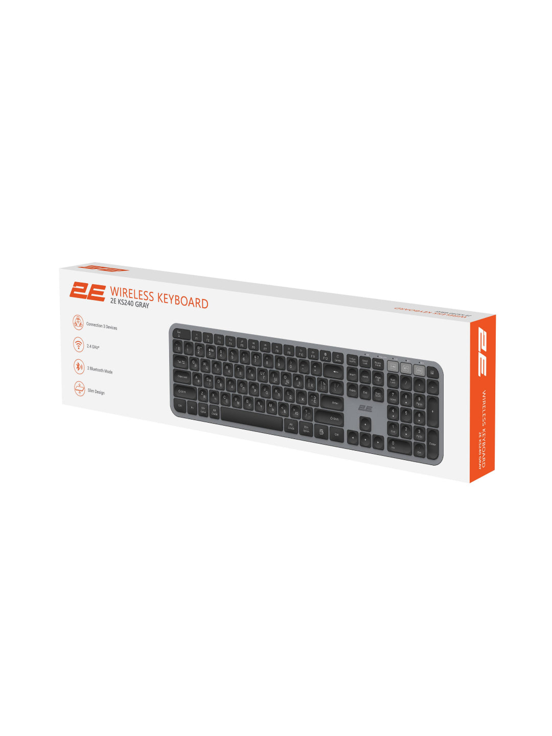Simsiz membranali klaviatura 2E KS240 WL BT Grey 2E-KS240WG