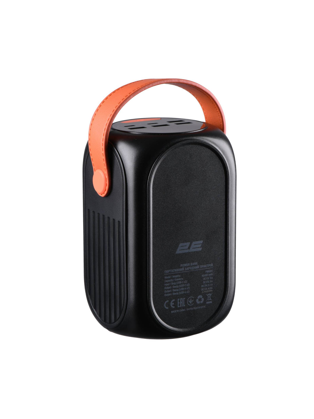 Power Bank 60000 mAh, chiroq bor, sayohatlar uchun maqul 2E-PB6001PD-Qora