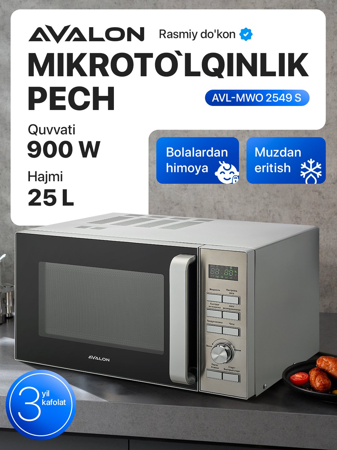 Mikroto'lqinli pech AVALON MWO 2549