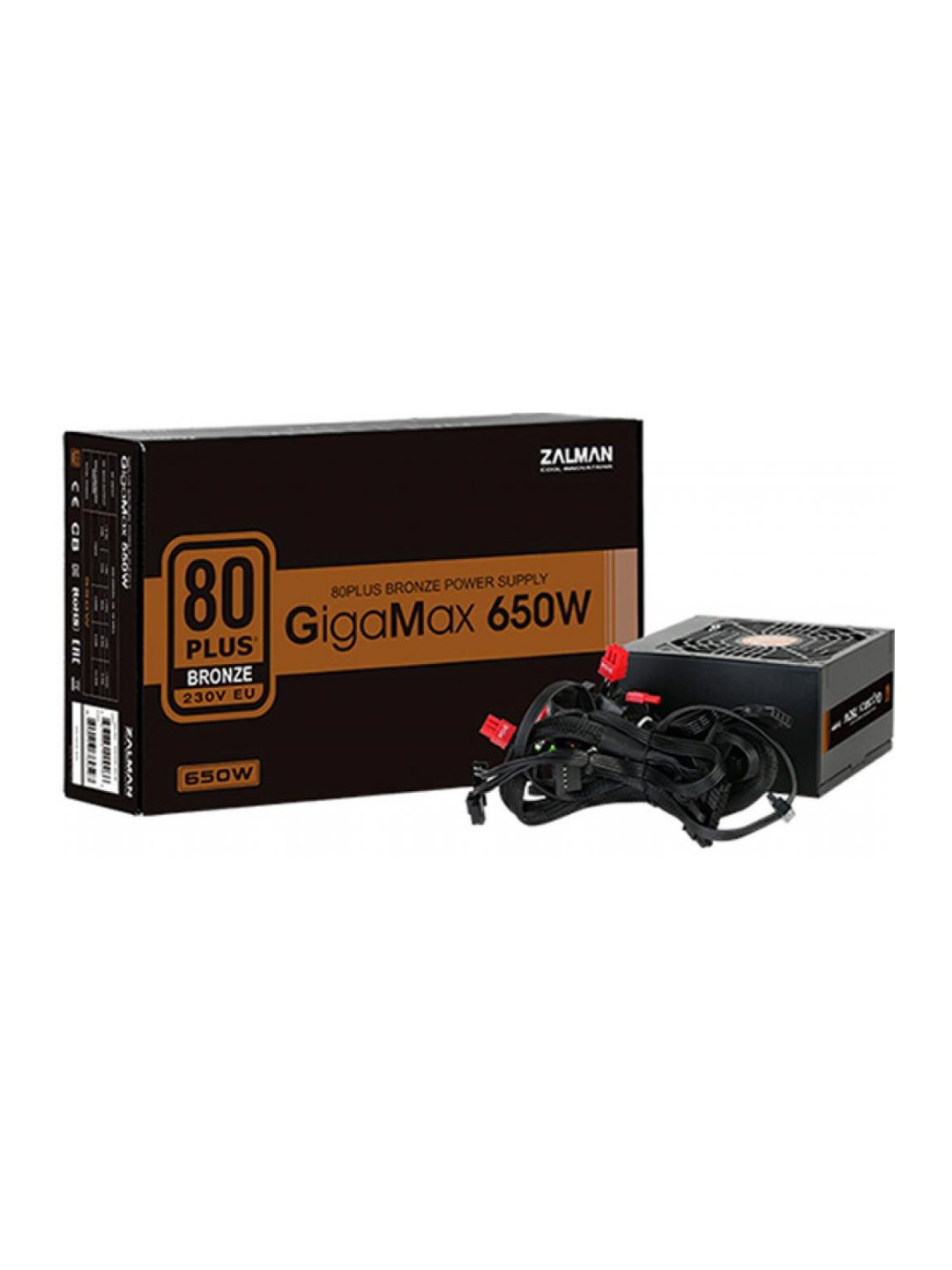 Quvvat manbai Zalman GIGAMAX 650W, 88%, 80+ Bronze, 120 mm 3x Molex, ZM650-GVII
