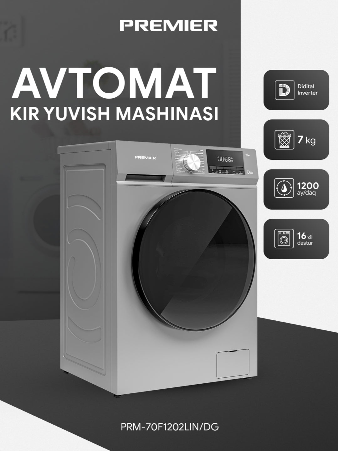 Kir yuvish mashinasi Premier PRM70F1202LIN/W