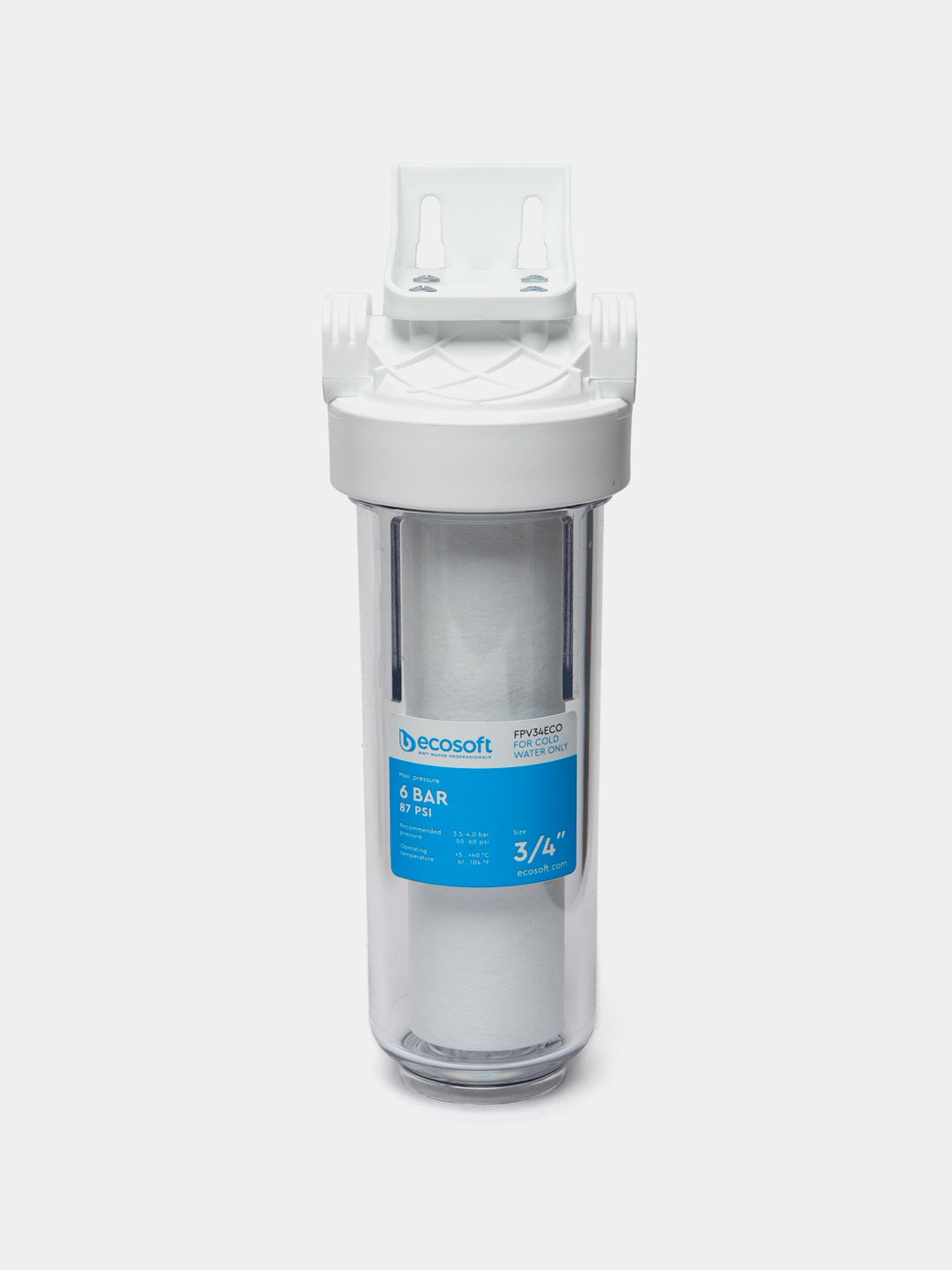 Suv uchun filtrlari Ecosoft 3/4", magistralli, uy jihozlarini himoya qilish uchun, sovuq suv uchun