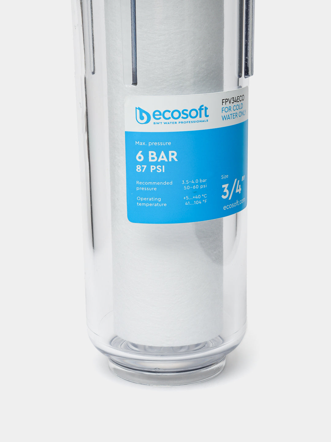 Suv uchun filtrlari Ecosoft 3/4", magistralli, uy jihozlarini himoya qilish uchun, sovuq suv uchun