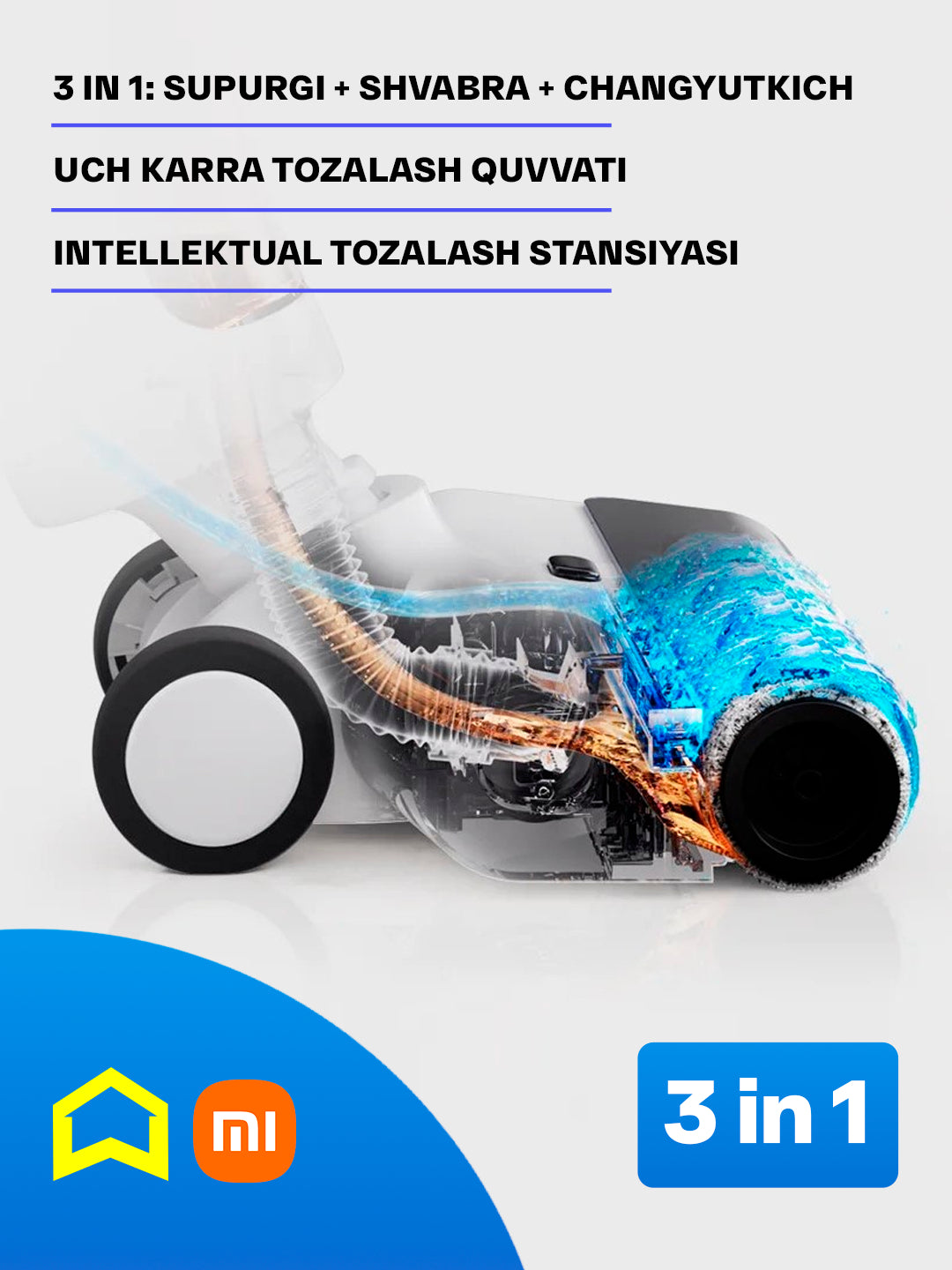 Simsiz vertikal pol uchun changyutgich Xiaomi Truclean W20 Wet Dry Vacuum EU, yuvadigan