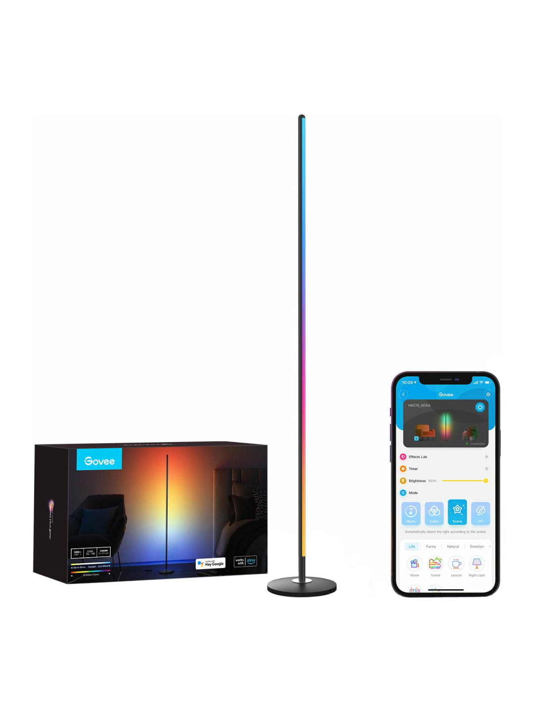Aqlli pol chiroq Govee H6076, RGBICW, 1000Lm, WI-FI/Bluetooth