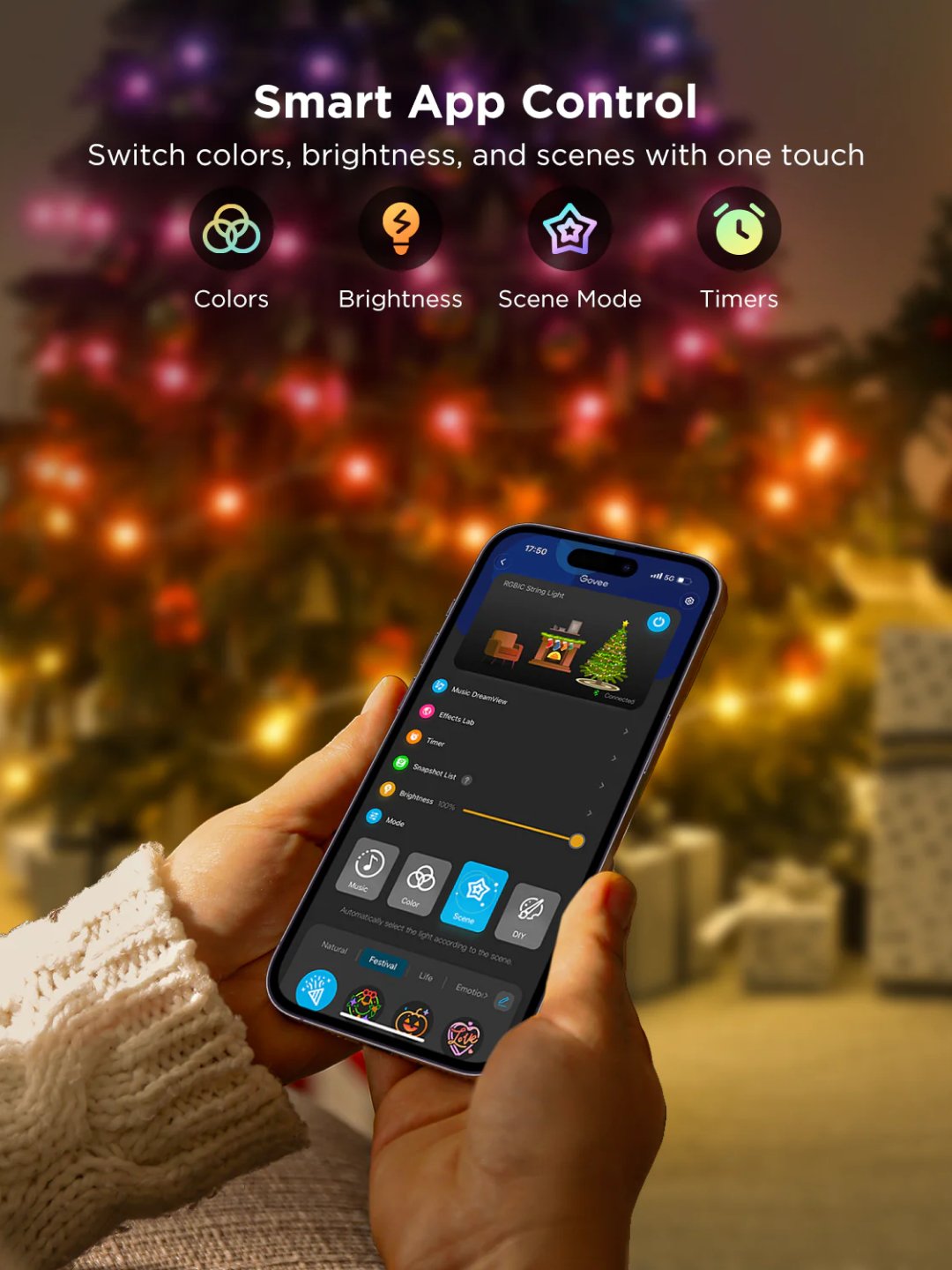 Aqlli smart girlyanda Govee H70C1/H70C2, Wi-Fi, Bluetooth, 10/20 metr, RGB, yangi yil