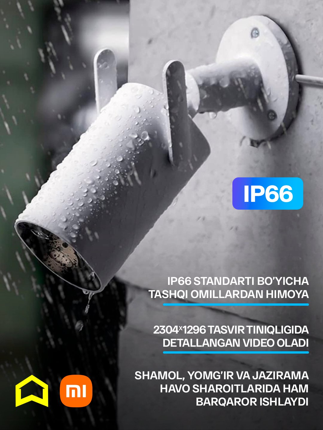 Aqlli kocha IP-kamerasi Xiaomi Mi Outdoor Camera AW300, ovozli va nurli signalizatsiya