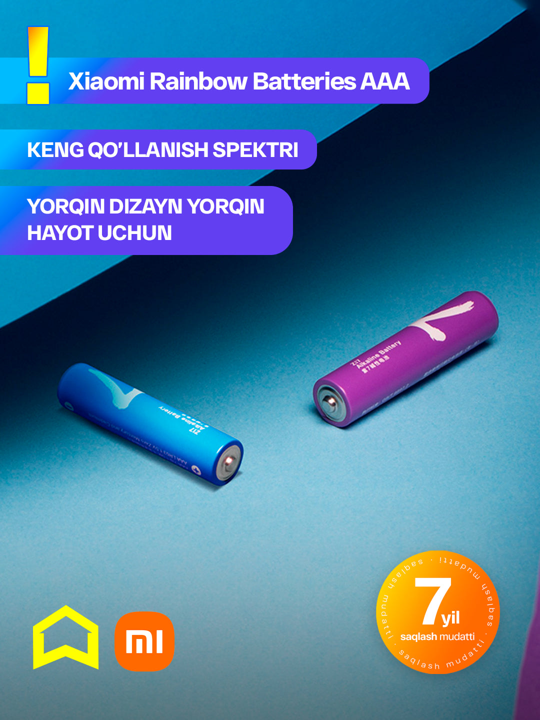 Aqlli batareyalar Xiaomi Rainbow Batteries AA/AAA, to'plamda 10 dona