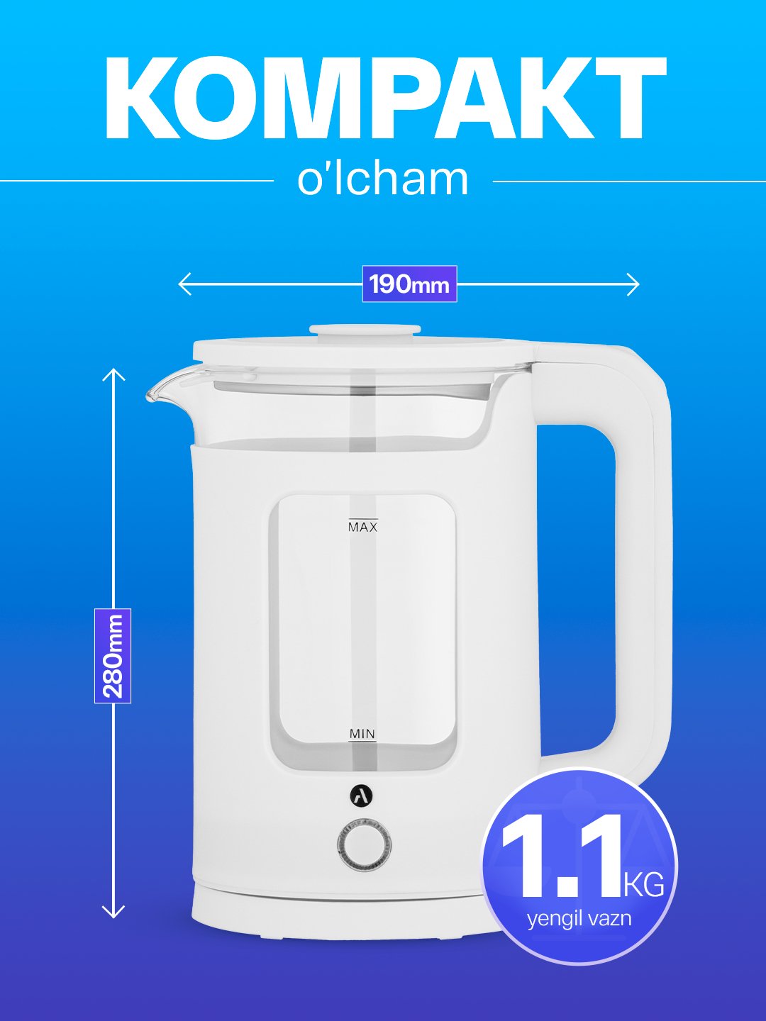Elektr choynak Ardesto EKL-T31GW, 1500 Vt, 1.5 litr