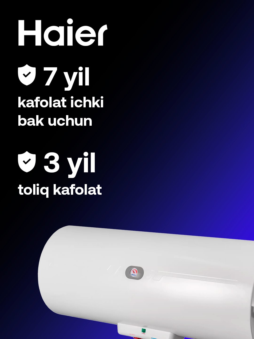 Elektr suv isitgichi Haier, 80 litr, 7 yil kafolat bakiga, FCD-JTHA80-III ET