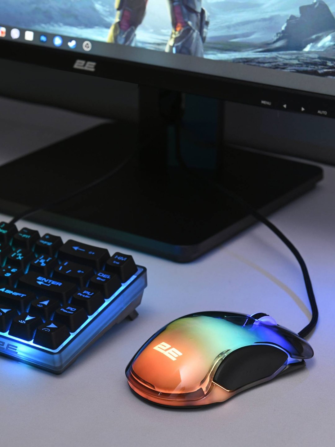 RGB yoritgichli 2E Gaming KG345 oyin klaviaturasi + 2E Gaming MG345 sichqoni