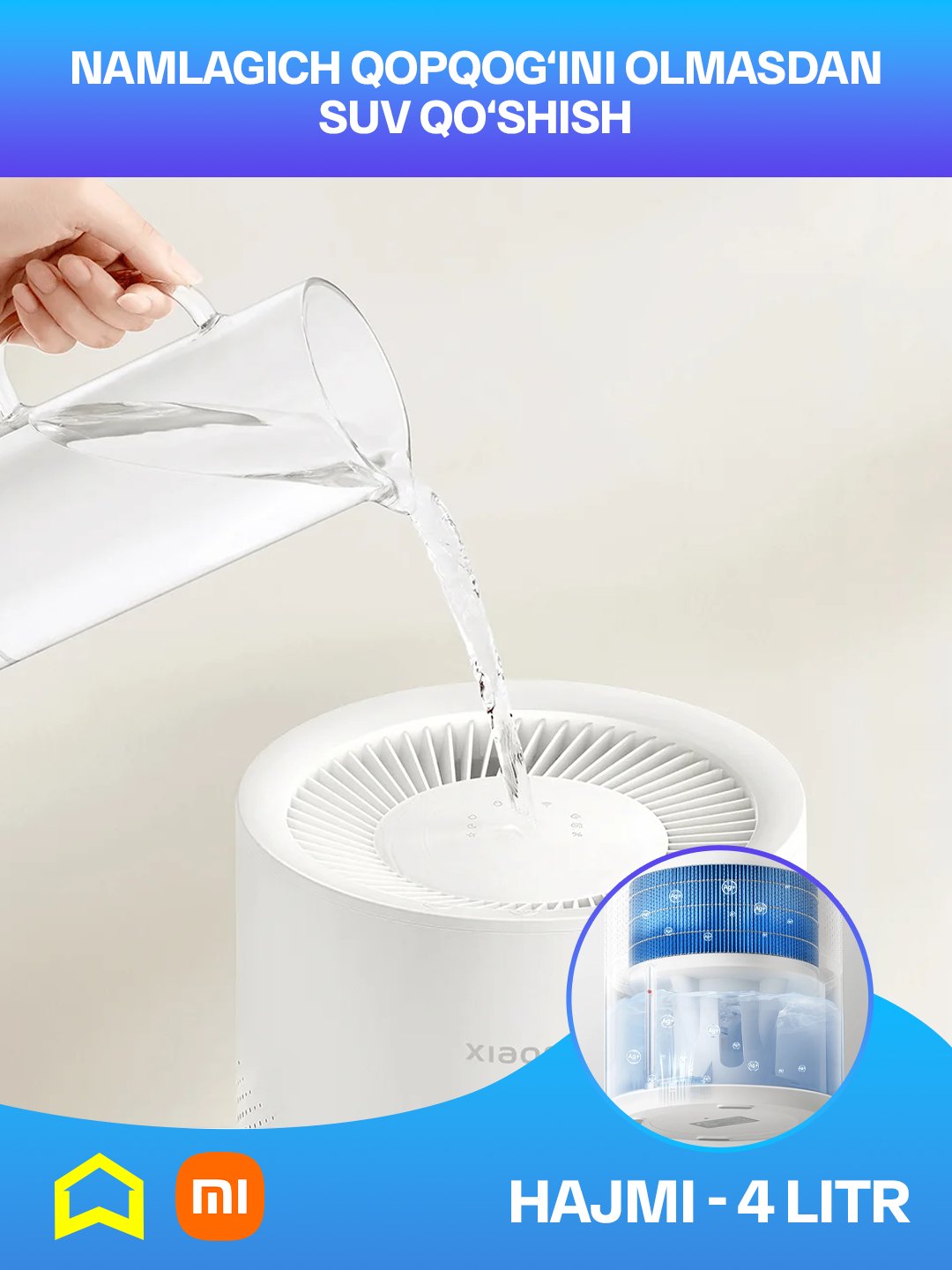 Xiaomi Smart Evaporative Humidifier aqlli havo namlagichi, versiyasi Global, 4 l