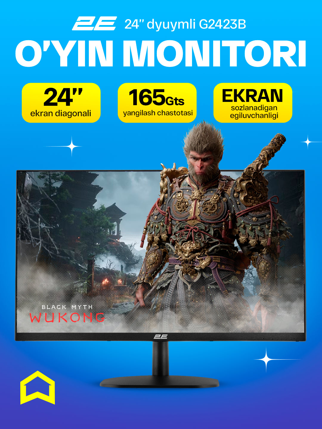O'yin monitori 2E Gaming G2423B 23.8", FHD, 165 Hz, 2E-G2423B-01 UA