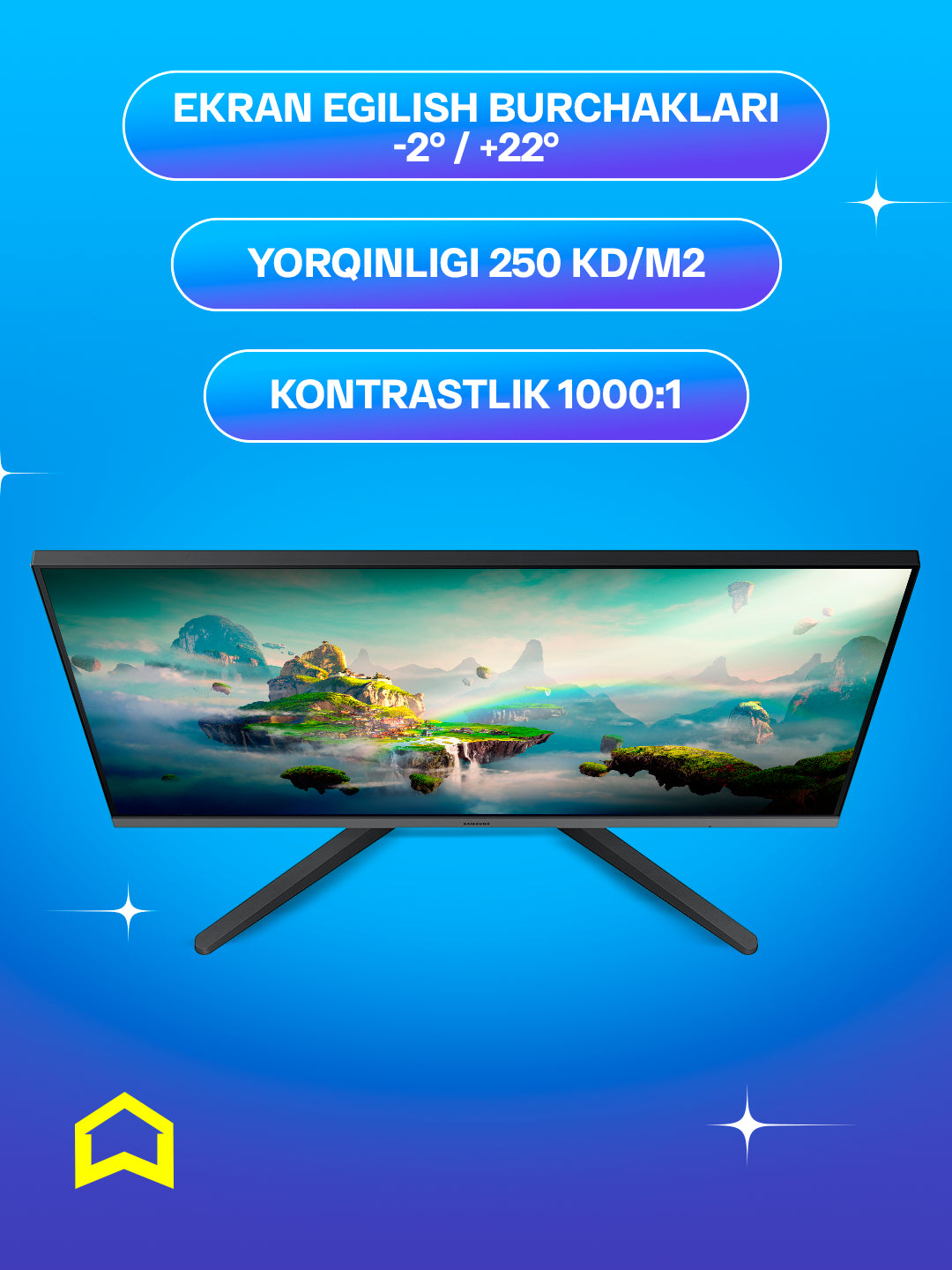 Monitor Samsung Mainstream 27" dyuymli, oyin uchun mos, Full HD 100Hz IPS