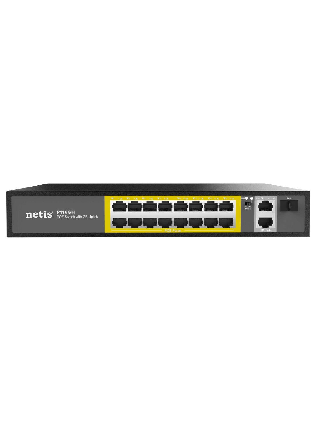 Netis p124gh 24xfe PoE+ kaliti, 2xge Uplink, 2xge SFP, boshqarib bo'lmaydigan