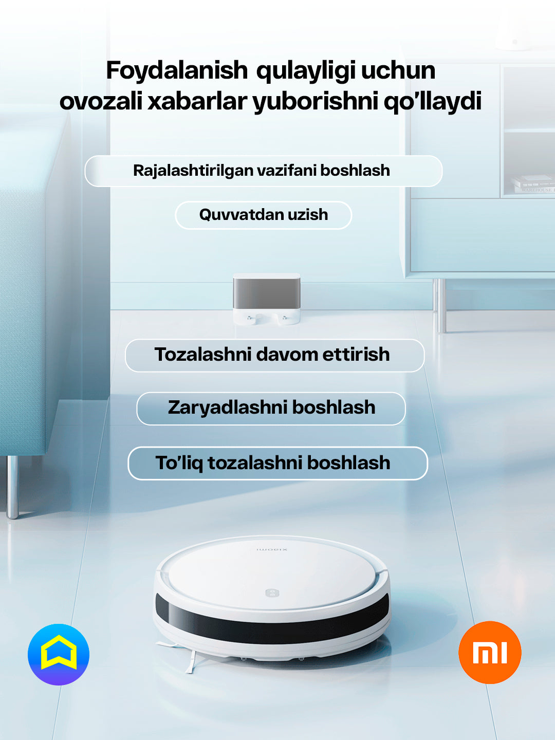 Aqlli robot changyutgich Xiaomi Mi Robot Vacuum E12 Global, quruq va nam tozalash