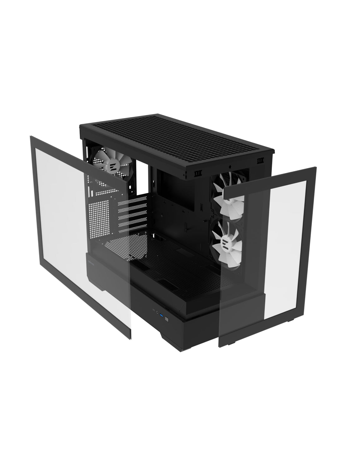 Zalman P30 BLACK V2 korpusi, 3 ventilyator, oyinlar uchun Micro-ATX toplami Qora