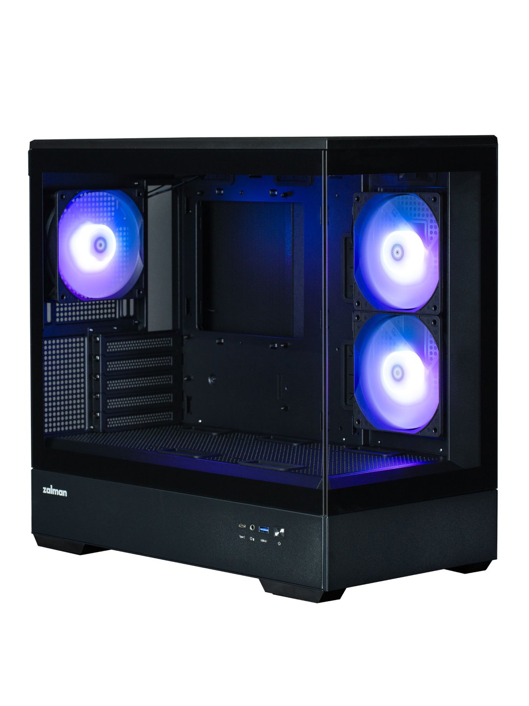 Zalman P30 BLACK V2 korpusi, 3 ventilyator, oyinlar uchun Micro-ATX toplami Qora