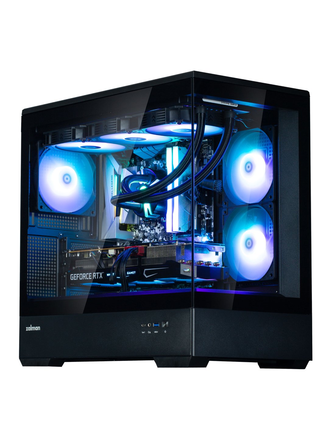 Zalman P30 BLACK V2 korpusi, 3 ventilyator, oyinlar uchun Micro-ATX toplami Qora