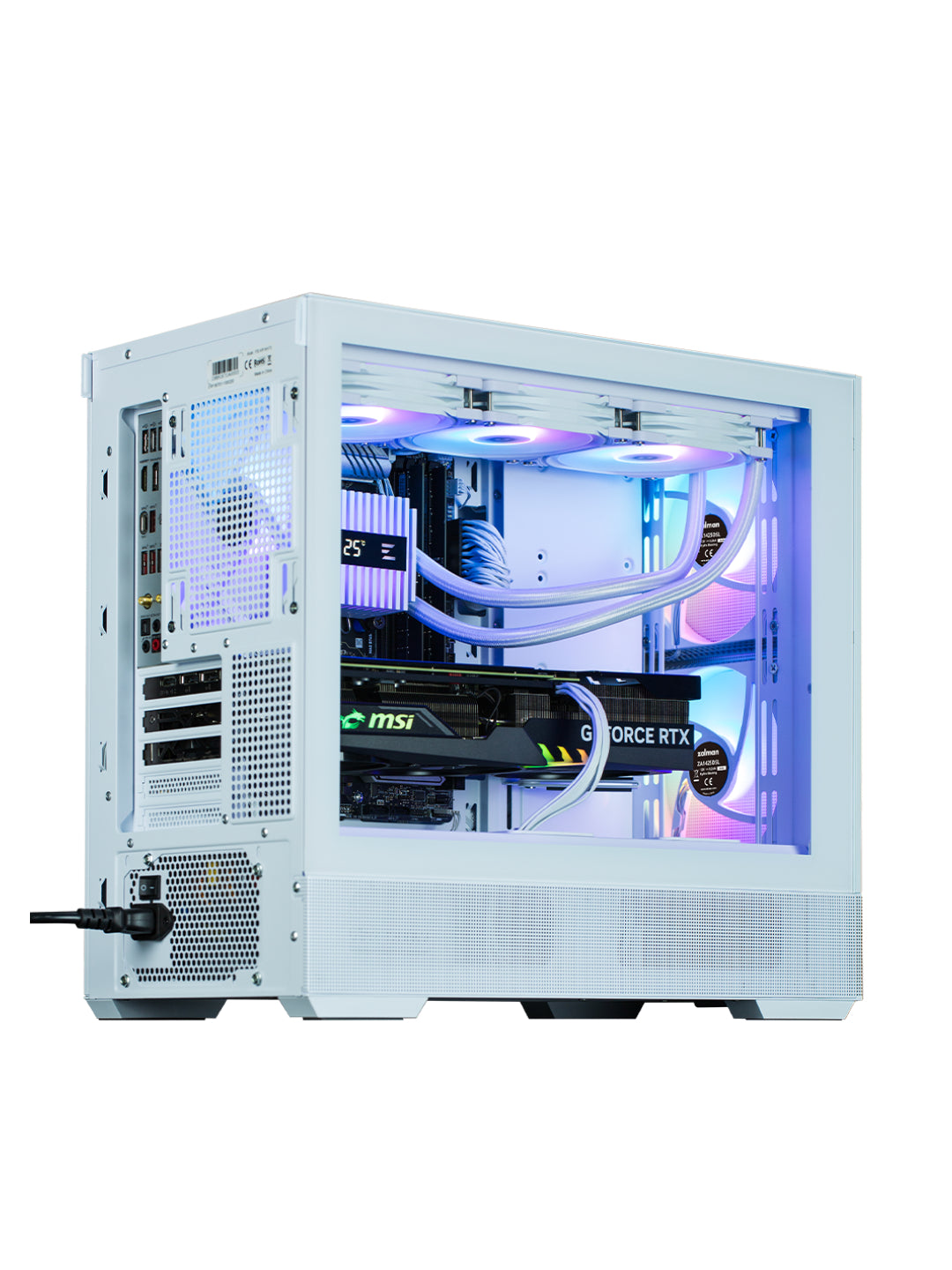 Zalman P30 AIR BTF kompyuter korpusi, komplektdagi 3 ta kuler, torli,ARGB yoritgich Oq