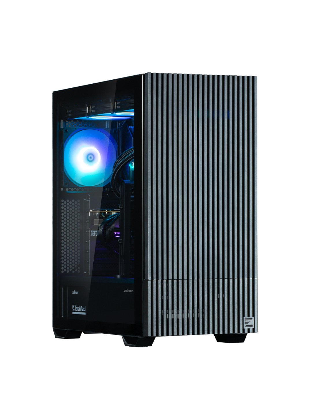 Zalman Z10DS kompyuter korpusi, ekranli, oynali, ARGB yoruglik, komplektda 3 kuler
