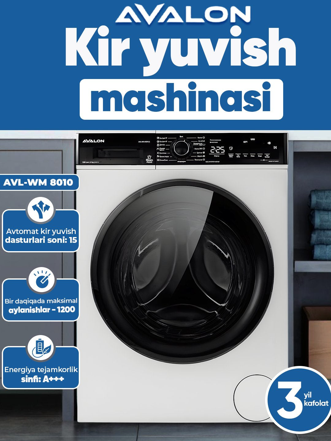 Kir yuvish mashinasi AVALON AVL-WM 8010