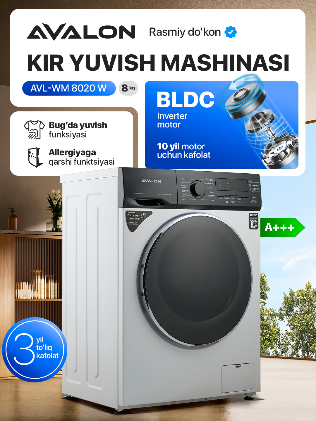 Kir yuvish mashinasi AVALON AVL-WM 8020 - (8 kg)