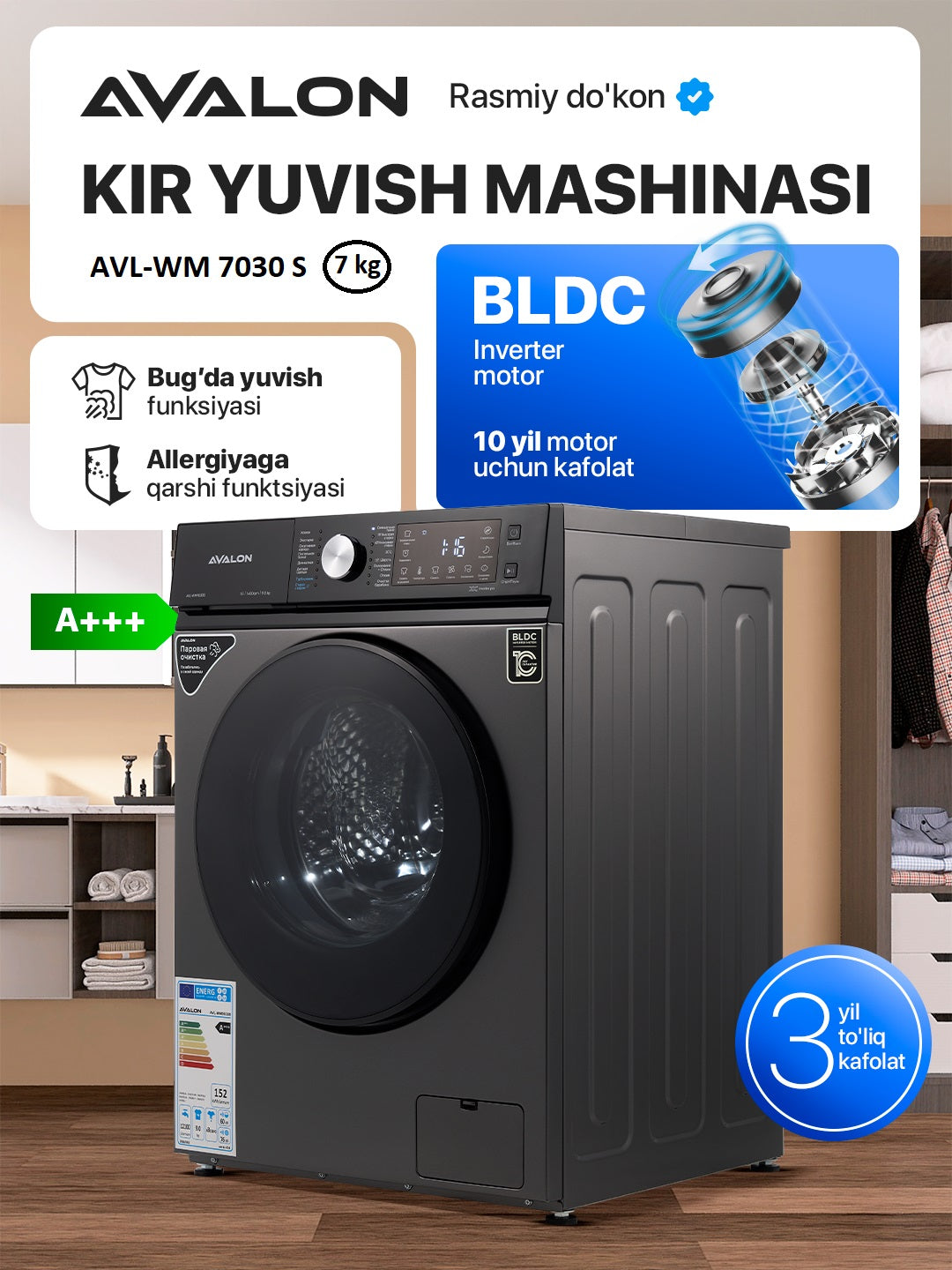 Kir yuvish mashinasi avtomatik WM7030W