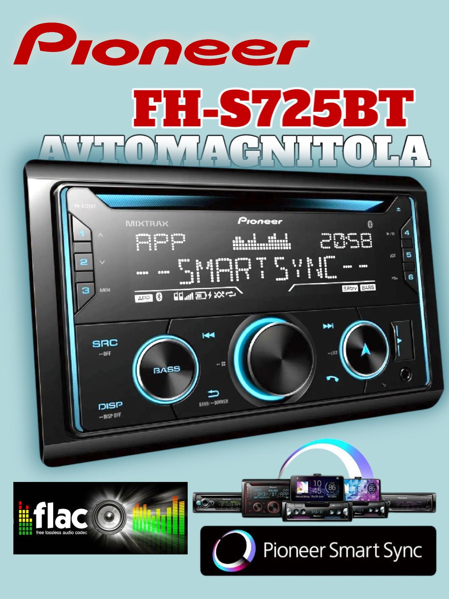 Avtomagnitola Pioneer FH-S725BT, Bluetooth texnologiyasi bilan