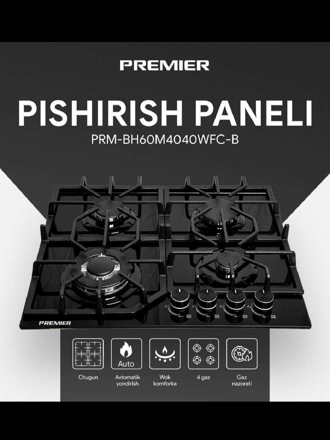 Gaz paneli PREMIER PRM-BH60M4040WFC-I 60X60